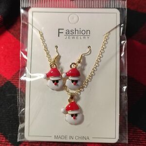🎅Christmas Necklace & Dangle Earring Set Santa Claus